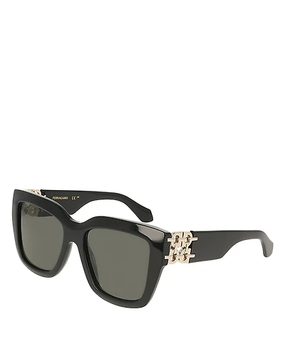 Ferragamo Gancini Chain Hinge Square Sunglasses, 55mm