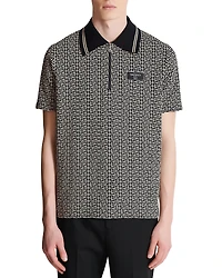 Balmain Monogram Print Zip Polo