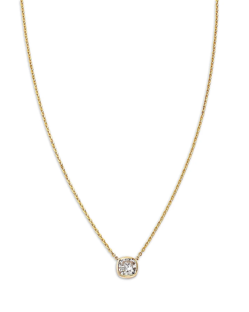 Bloomingdale's Fine Collection Luxe Collection Certified Lab Grown Diamond Cushion Bezel Solitaire Pendant Necklace