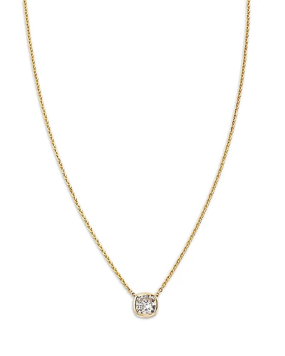 Bloomingdale's Fine Collection Luxe Collection Certified Lab Grown Diamond Cushion Bezel Solitaire Pendant Necklace
