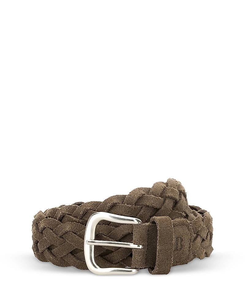 Boggi Milano Suede Leather Braided Belt