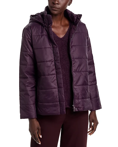 Eileen Fisher Padded Jacket With Removable Hood