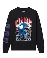 Junk Food Clothing Unisex Nfl New York Giants Glitter Helmet Flea Market Crew Fleece Sweatshirt