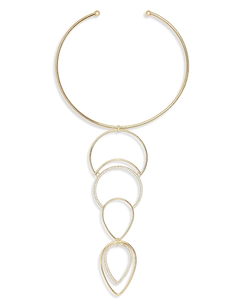 Ramy Brook Rena Pave Pear Shape Structured Statement Necklace, 5