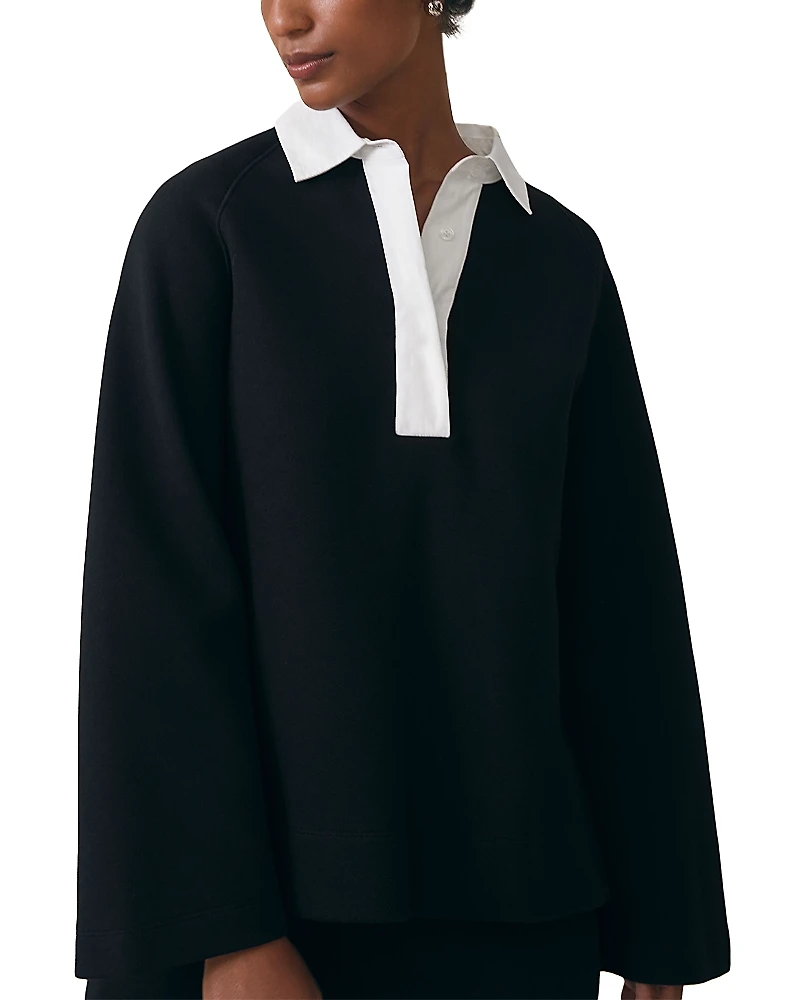 Reiss Gaia Open Collar Contrast Top