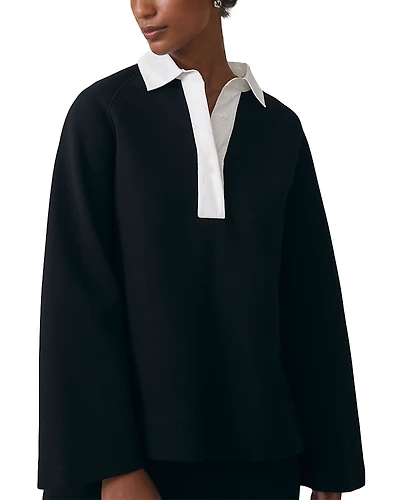 Reiss Gaia Open Collar Contrast Top