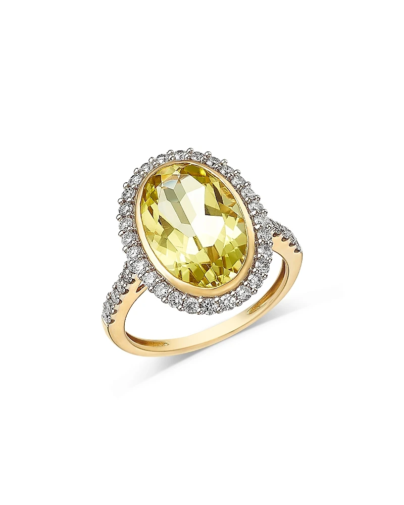 Bloomingdale's Fine Collection Lemon Quartz & Diamond Halo Ring