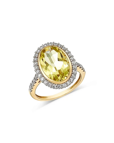 Bloomingdale's Fine Collection Lemon Quartz & Diamond Halo Ring
