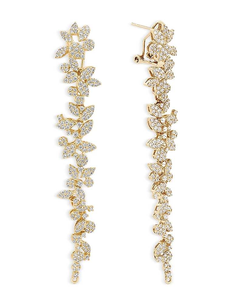 Shashi Sierra Pave Flower Linear Drop Earrings