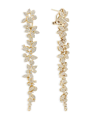 Shashi Sierra Pave Flower Linear Drop Earrings