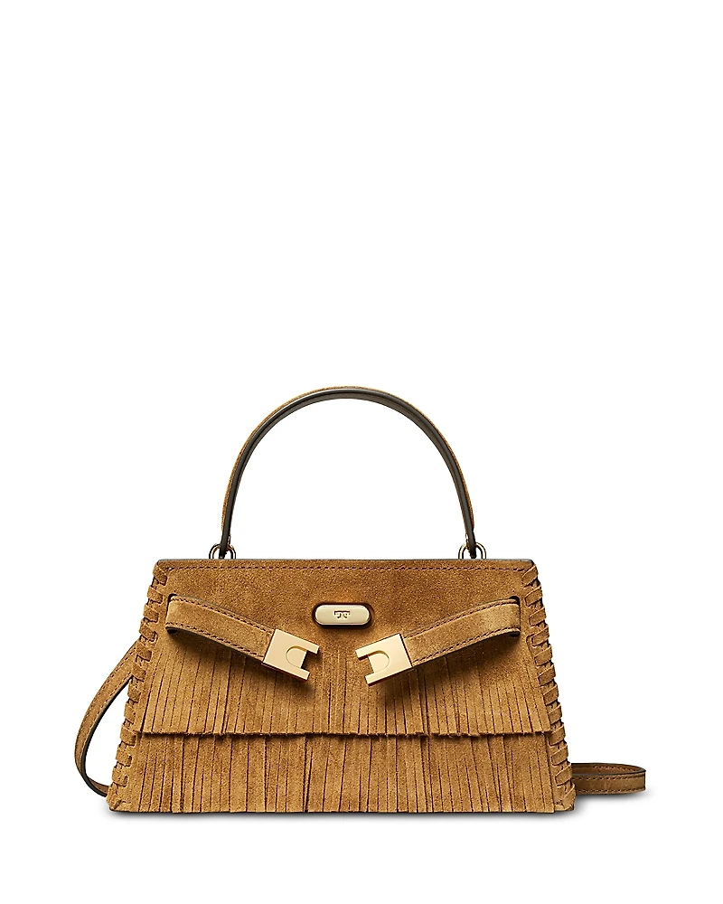 Tory Burch Lee Radziwill Petite Fringed Suede Top Handle Bag