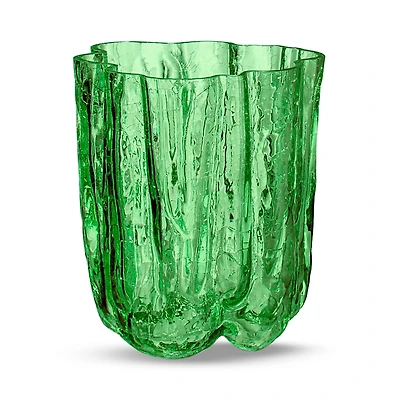 Kosta Boda Crackle Glass Small Green Vase