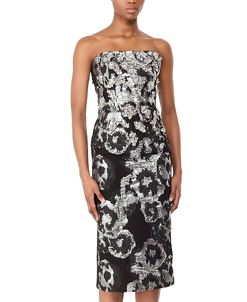 Jenny Packham Lotus Floral-Print Embellished Midi Dress