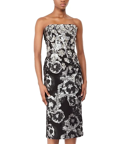 Jenny Packham Lotus Floral-Print Embellished Midi Dress