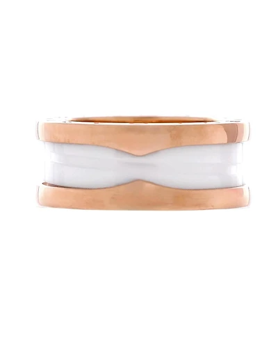 Pre-Owned Bvlgari B. Zero1 Two Band Ring 18K Rose Gold and Ceramic