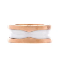 Pre-Owned Bvlgari B. Zero1 Two Band Ring 18K Rose Gold and Ceramic