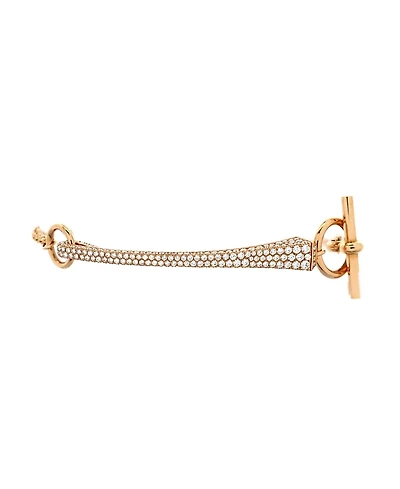Pre-Owned Hermes Clou de Forge Chain Bracelet 18K Rose Gold with Pave Diamonds
