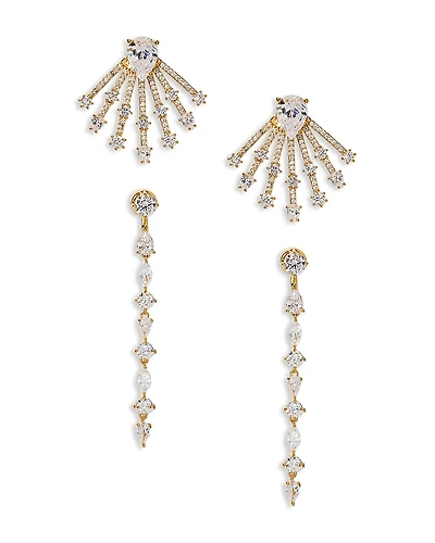 Nadri Bonne Annee Cubic Zirconia Multi Row Jacket Earrings
