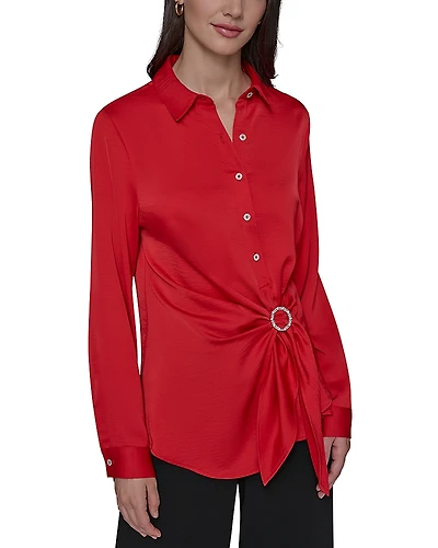 Karl Lagerfeld Paris Ring Tie Front Blouse