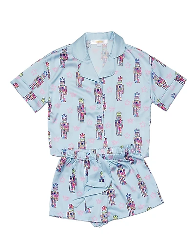 Sunshine Society Girls' Silky Graffiti Nutcracker Short Sleeve Shorts Set