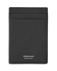 Ferragamo Calfskin Leather Money Clip Card Holder