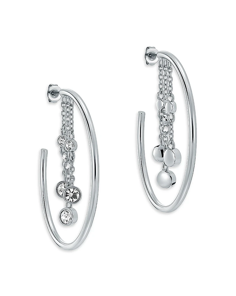 Ted Baker Cassidy Cascade Crystal Silver Tone Hoop Earrings, 1.7 diameter
