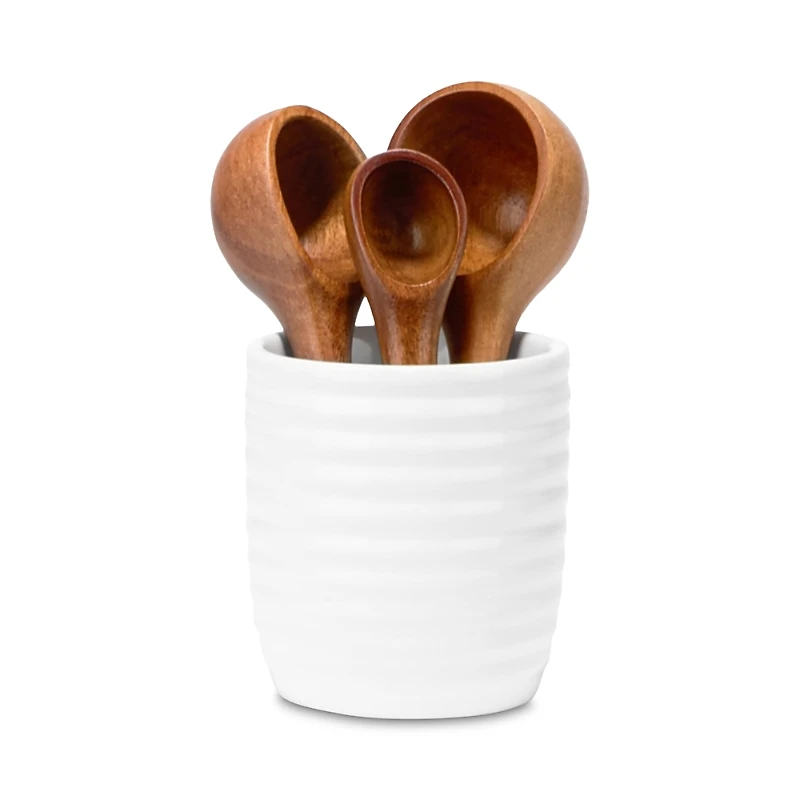 Nambe Breaking Bread Measuring Spoons and Canister, Set of Four