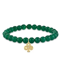 Sydney Evan 14K Yellow Gold Diamond & Green Onyx Ace of Clubs Charm Beaded Bracelet