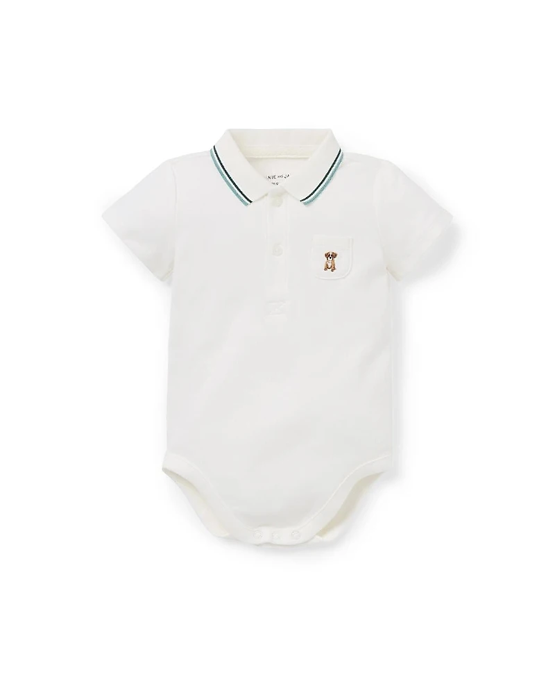 Janie and Jack Boys' Embroidered Dog Pique Polo Bodysuit - Baby