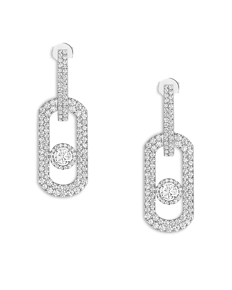 Messika 18K White Gold So Move Diamond Pave Oval Drop Earrings