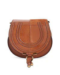 Chloe Marcie Small Checkered Suede & Leather Saddle Bag