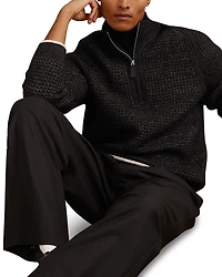 Reiss Stockdale Long Sleeved Half Zip Brushed Ribbed Sweater