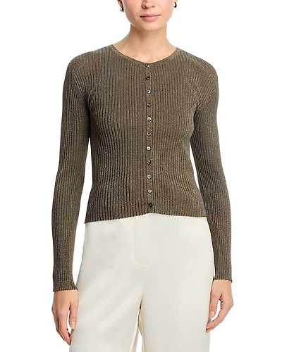 Leset Blake Rib Crew Cardigan