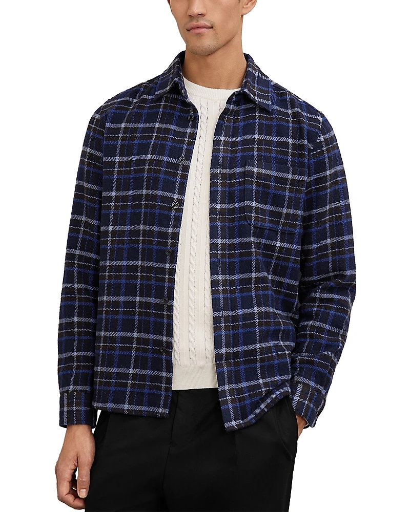 Reiss Sam Long Sleeved Patch Pocket Check Overshirt