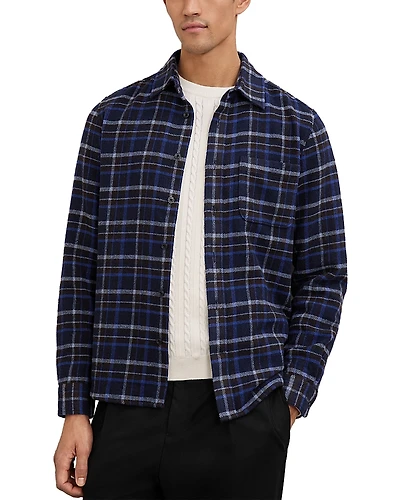 Reiss Sam Long Sleeved Patch Pocket Check Overshirt