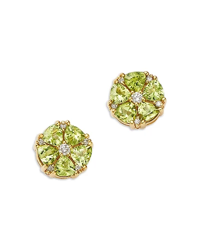 Bloomingdale's Fine Collection Peridot & Diamond Flower Stud Earrings