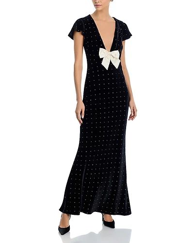 LoveShackFancy Melora Velvet Embellished Dress