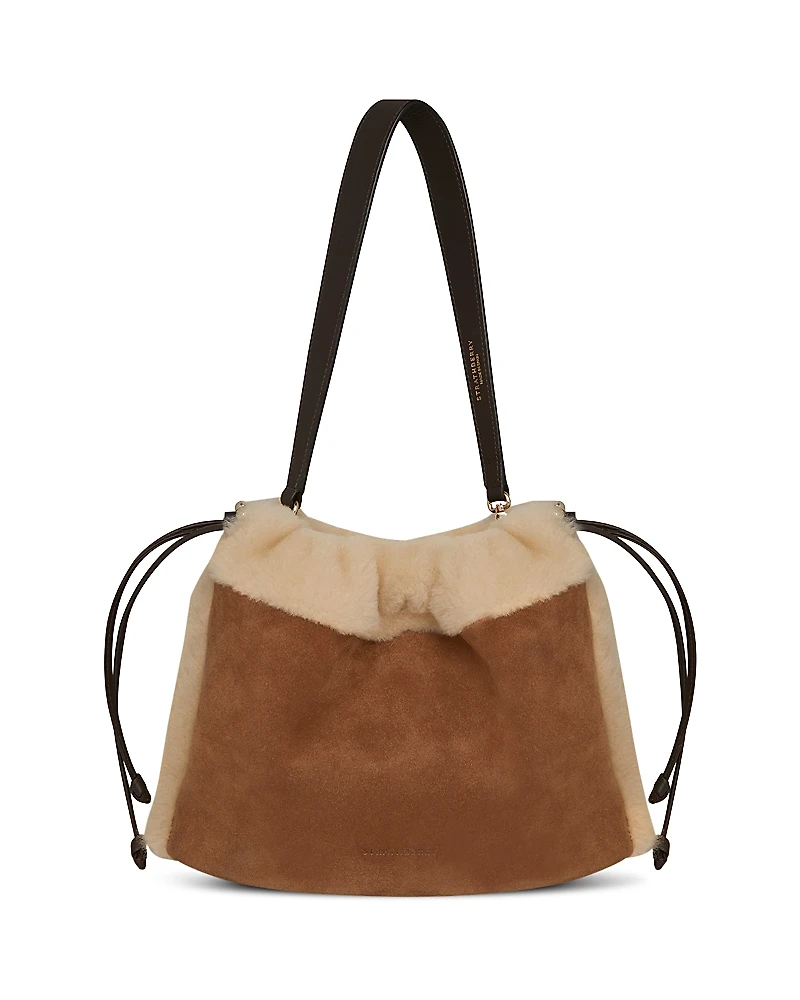 Strathberry Charlotte Midi Suede & Shearling Shoulder Bag