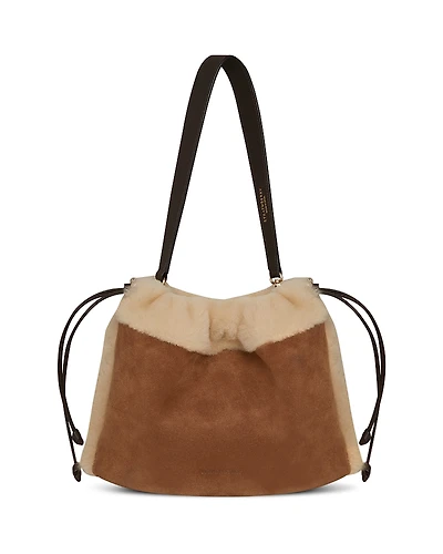 Strathberry Charlotte Midi Suede & Shearling Shoulder Bag