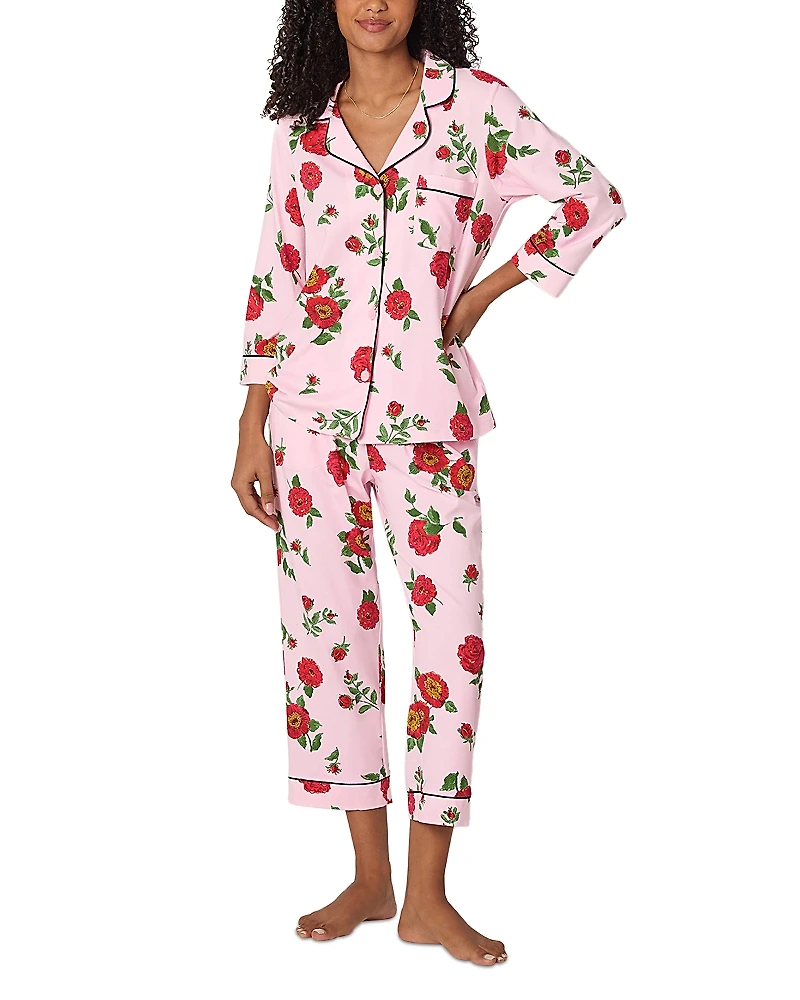 BedHead Pajamas Falling Blooms Three Quarter Sleeve Cropped Pajama Set