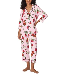 BedHead Pajamas Falling Blooms Three Quarter Sleeve Cropped Pajama Set