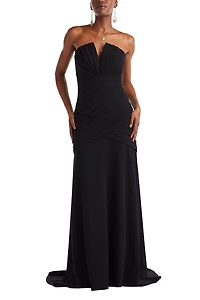 Tadashi Shoji Vionna Shutter-Pleated Crepe Gown