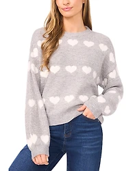 CeCe Heart Jacquard Crew Sweater