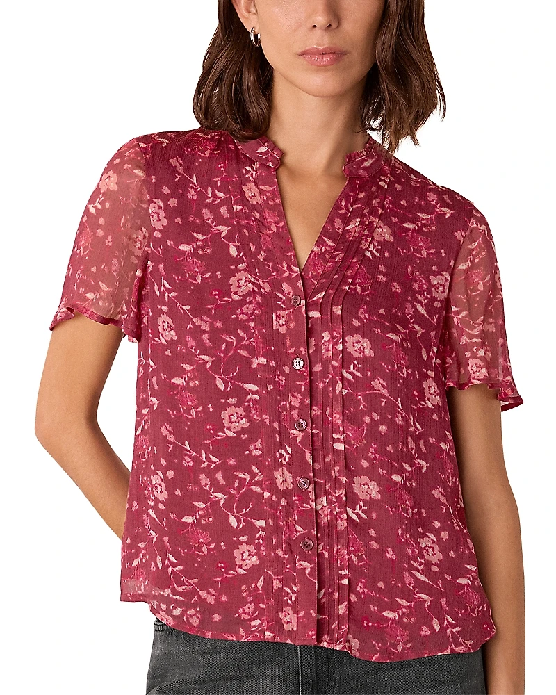 Whistles Ditsy Floral Split Neck Blouse