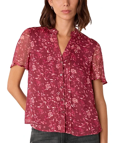 Whistles Ditsy Floral Split Neck Blouse