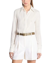 Michael Kors Collection Linear Sequin Hansen Silk Shirt