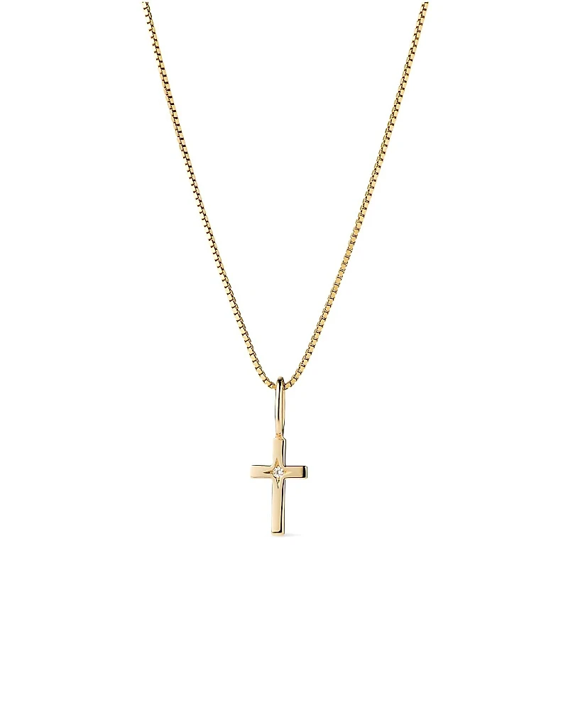 Ana Luisa Solid Yellow Gold Lab Grown Diamond Cross Necklace
