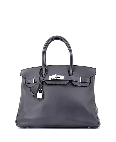 Pre-Owned HERMES Birkin 30 Handbag Grey Swift with Palladium Hardware