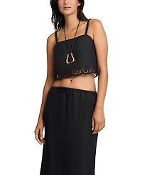 Onia Air Linen Scallop Cropped Top
