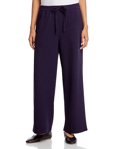 Eileen Fisher Waffle Double Knit Wide Ankle Pants with Drawstring